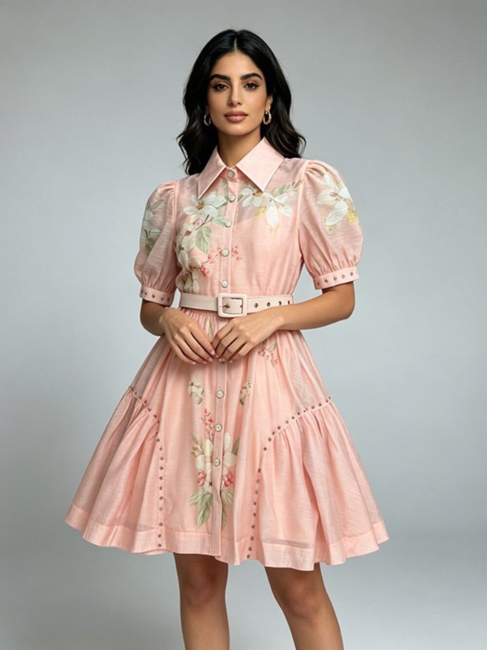 Pink Botanical Shirt Dress